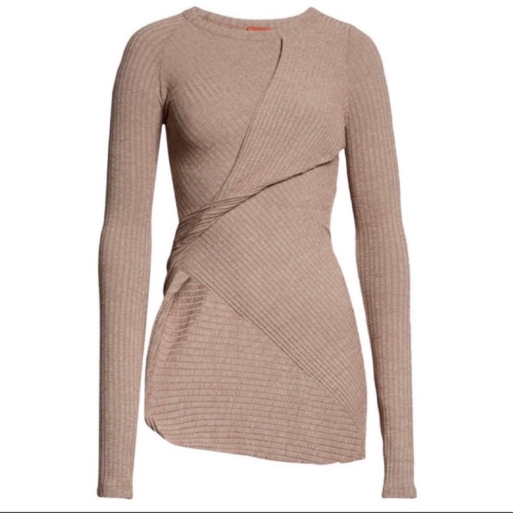 ALIX NYC Ribbed Wrap Top in Beige